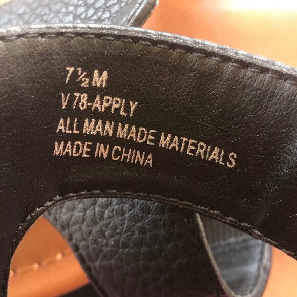 Vintage 7 Eight Apply Slip-On Black Sandal Demi Wedge Size 7 1/2 M - Picture 11 of 12